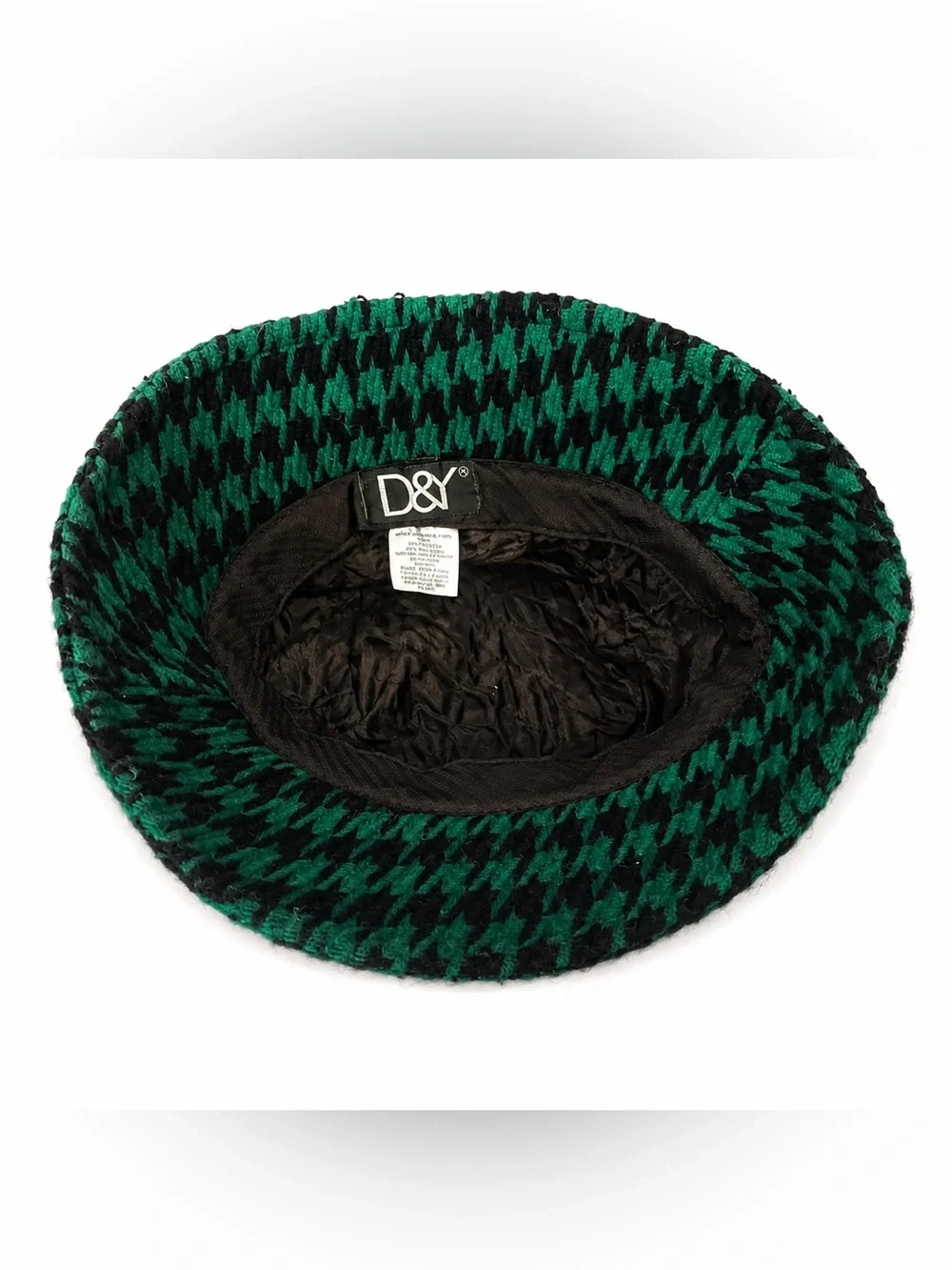 Vintage Green Houndstooth Bucket Hat